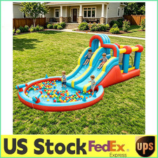   Inflatable Summer Fun Bounce House for Children W/Water Slide Powerful Blower