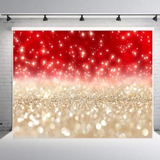 Sequin Glitter Backdrop 6x4ft Gold-Red Sparkle Background for Wedding