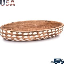 Handmade Mango Wood Decorative Bowl Rustic Centerpiece Home Decor Catch-All New