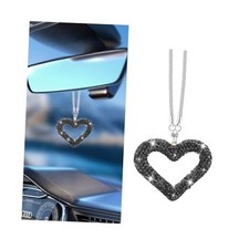 Bling Heart Car Hanging Accessories Crystal Rhinestone Rear View Mirror Black