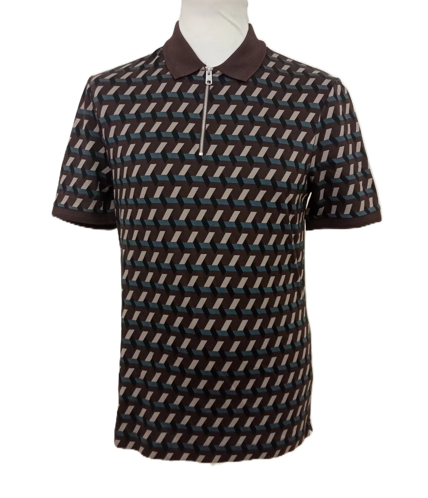 Autograph Men's Polo Shirt Dark Chocolate Geometric Half Zip Supima Cotton New
Opens in a new window