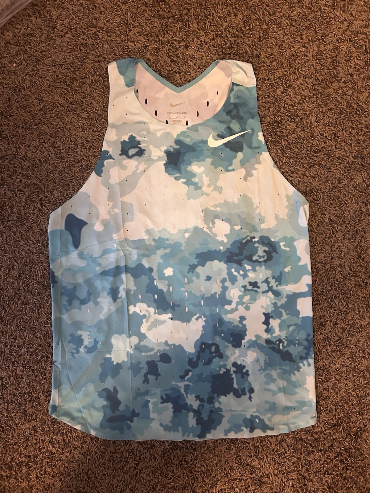 Nike Pro Elite 2024 Team Issued Distance Racing Singlet | Blue Camo | Mns Large