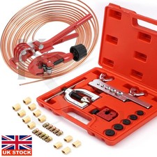 Brake Line Pipe Repair Kit 3/16" 25FT Copper Pipe Flaring Tool + Nuts Fittings