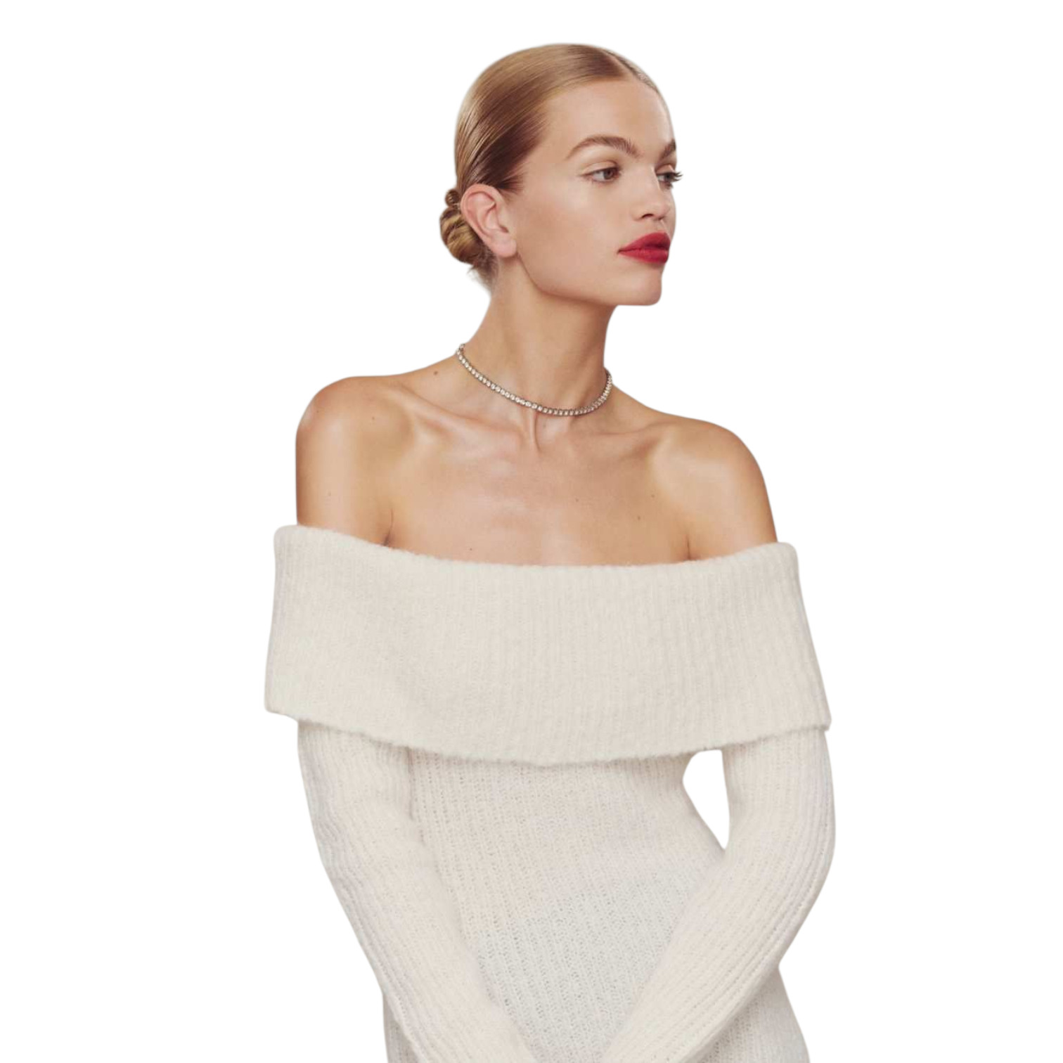 Reformation Jayne Sweater Dress Foldover Womens Med Baby Alpaca Wool Knit RARE image 8
