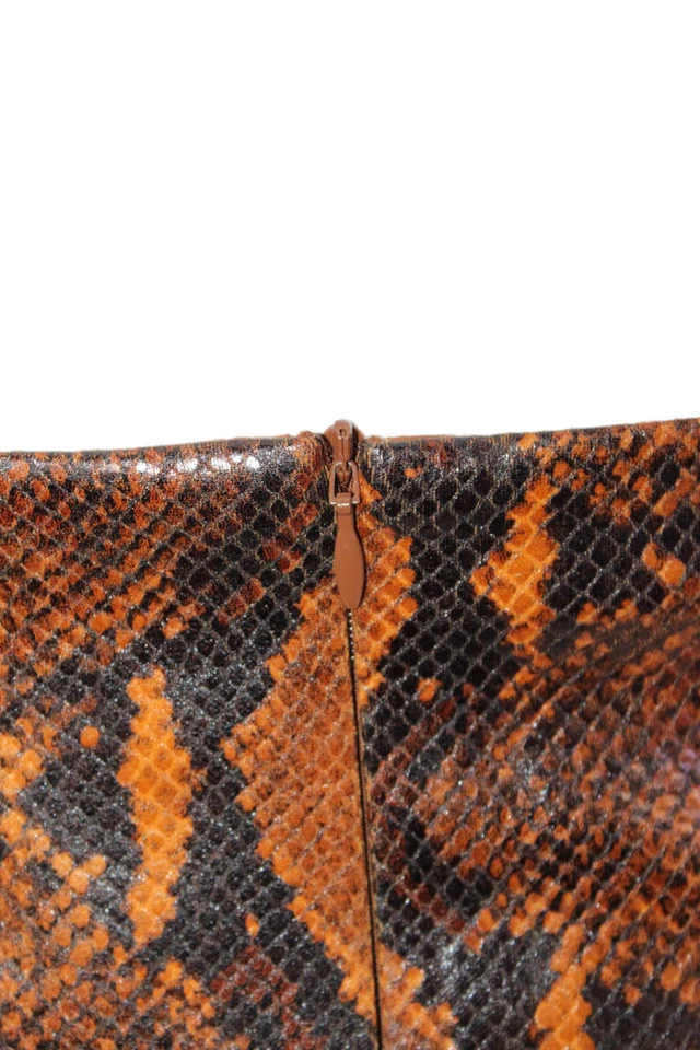 Minifalda GAUGE81 para mujer de cuero sintético con estampado de piel de serpiente marrón negra talla extra pequeña Foto 4 de 4