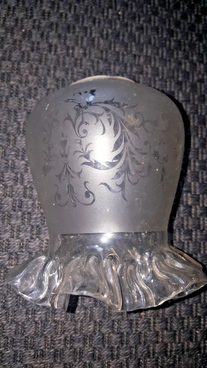 Ancienne Tulipe De Plafonnier / Lustre à Pétrole Signée Paragon – Style Art Déco Avec Gland De Chêne