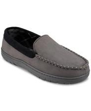 Haggar Venetian Microsuede Fleece Indoor/Outdoor Moccasin Gray Large 9.5-10.5