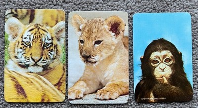 Original swap playing card blank back 70 s animals tiger lion monkey