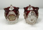 EAPG *** RUBY STAINED - CREAMER & SPOONER = HORSESHOE MEDALLION -  1890S ERA — photo 5