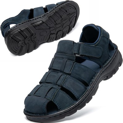 Hiking Sandals Men\'s Dark Blue Athletic Cushioned Closed Toe Fisherman Shoes camel mens hiking sandals high quality genuine leather - Temu main image 3