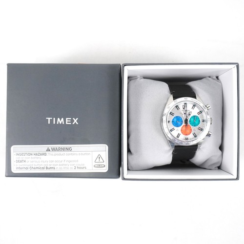 Timex 41mm Waterbury Chronograph Men's Watch Black Strap Silver Dial TW2Y29200VQ