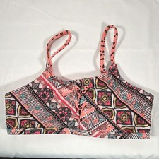 Wonder Nation Girls Geometric Tank Swim Top Stretch Multicolor Pink L (10-12)