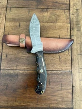 CUSTOM HANDMADE DAMASCUS RESIN HANDLE KNIFE WITH PREMIMUM LEATHER SHEATH 143/7