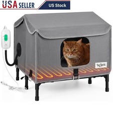 Outdoor Cat Shelter Insulated Heated House Elevated Stand Warmth Safety Feral US