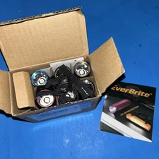 NIB Everbrite Lot 6 Mini LED Aluminum Flashlights (18 batteries included)(11989)