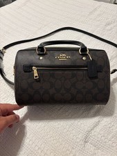 Coach Rowan Satchel in Signature Canvas, Brown/Black