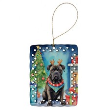 Cane Corso Reindeer Dog Porcelain Ornament