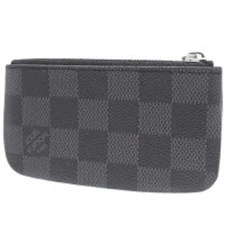 LOUIS VUITTON N60155 Pochette Cle Coin Case Damier Graphite Key Ring Black