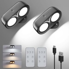 Dual Cylinder LED Wall Light, Super Bright Wireless Lamp, USB Port, 3 Color
