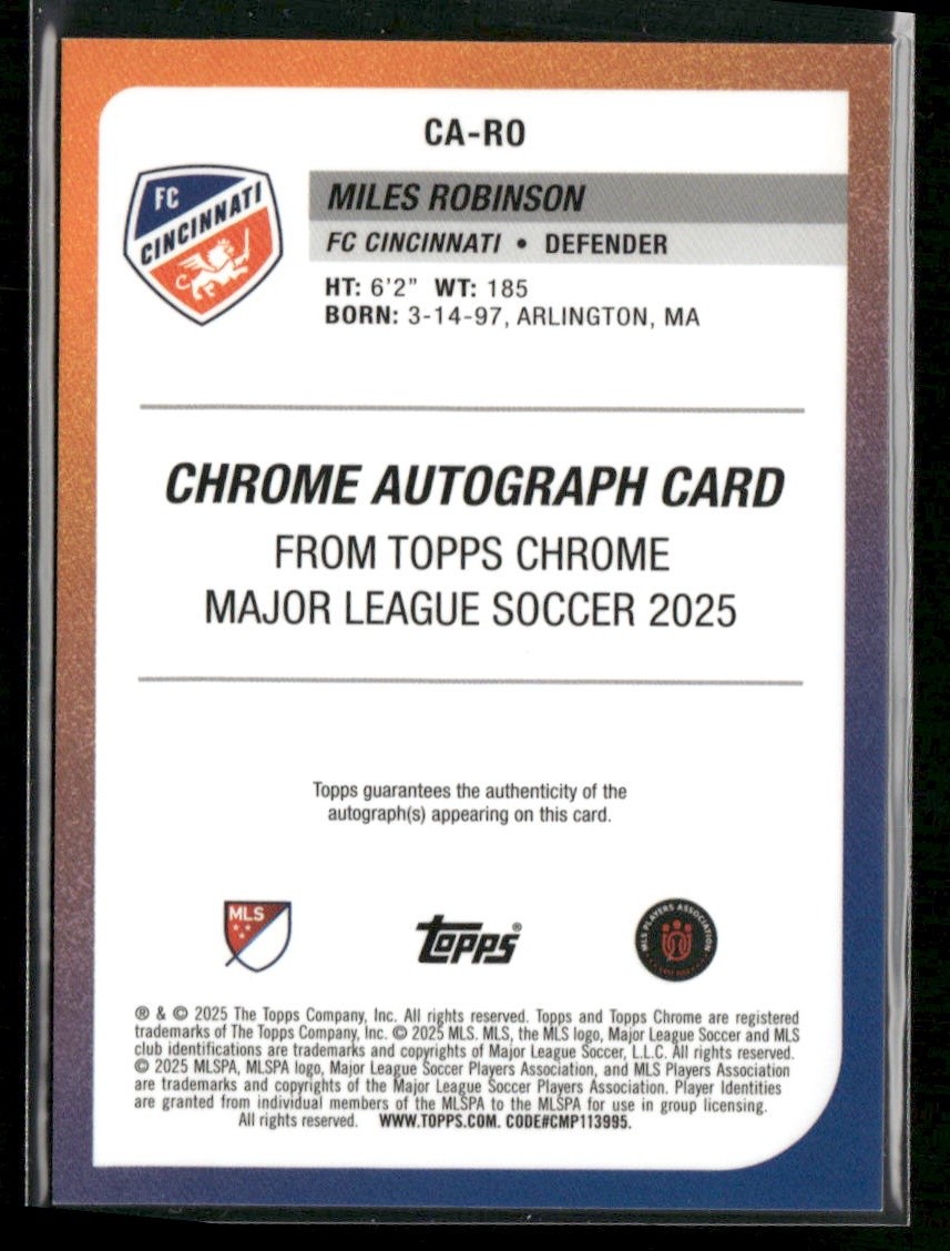 2025 Topps Chrome MLS #CA-RO Miles Robinson Black Wave #/10 FC
