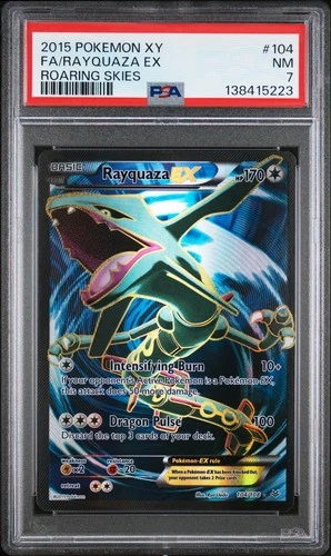 2015 POKEMON XY ROARING SKIES #104 FULL ART/RAYQUAZA EX PSA 7