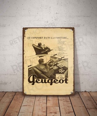 Blechschild Vintage Peugeot Dekoration Werbung Plakat Auto Komfort