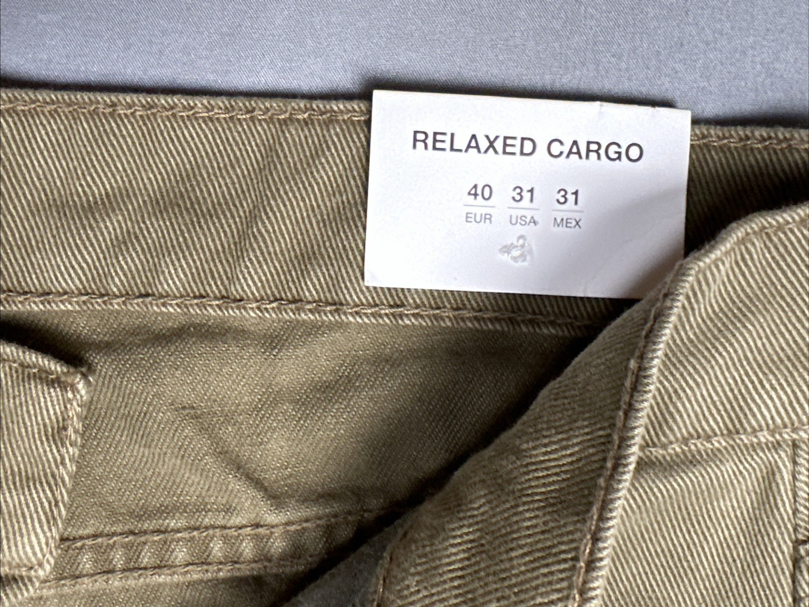 Zara Men’s Relaxed Cargo Pants Size 31 Khaki Olive Pockets Wide Legs Baggy NWT image 5