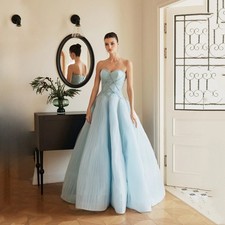 Light Blue Custom Sweetheart Lace Up Back Evening Dresses Wedding Prom Gowns