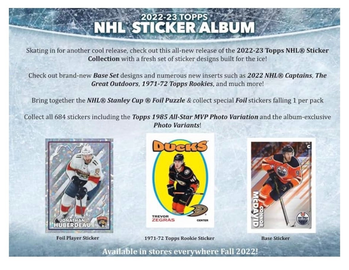 2022-23 Topps NHL Sticker Collection Hockey Factory Sealed Box 50 Packs