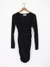 VELVET By Graham & Spencer Chesney Side Ruched Wrap Dress Black S $184 A2