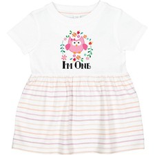 Inktastic First Birthday Owl 1 Year Old Girl Infant Dress Party Celebration Im
