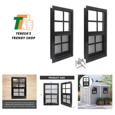 12" x 18" Shed Windows with Tempered Glass and Fiberglass Screen, 2 Pack Small