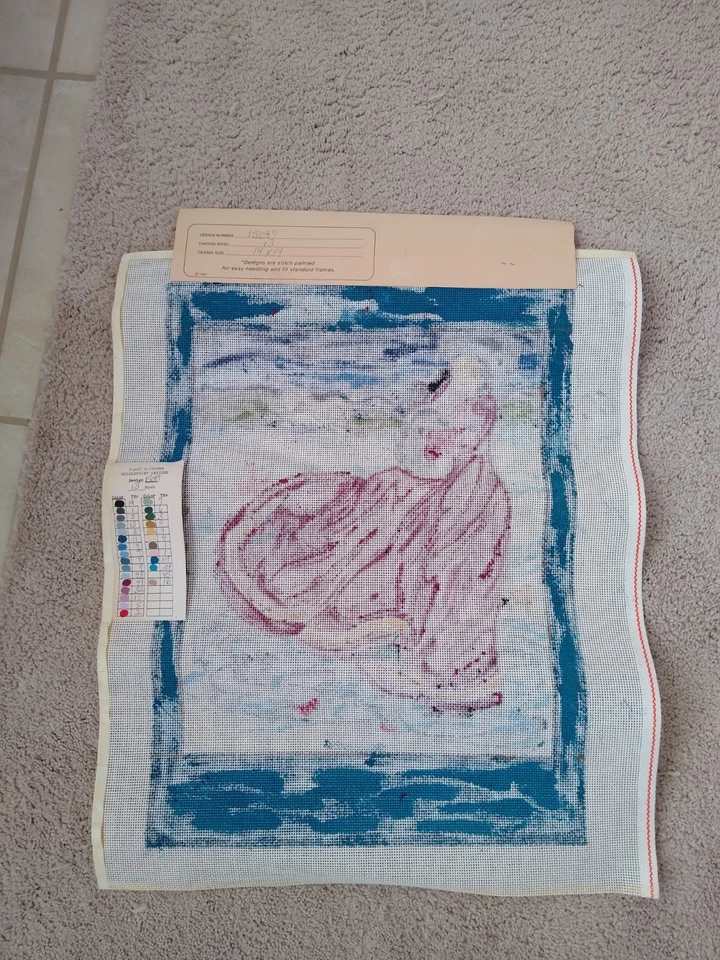 1983 Winter Woman Hand Painted Needlepoint Canvas Design 15097  - Image 2 of 3