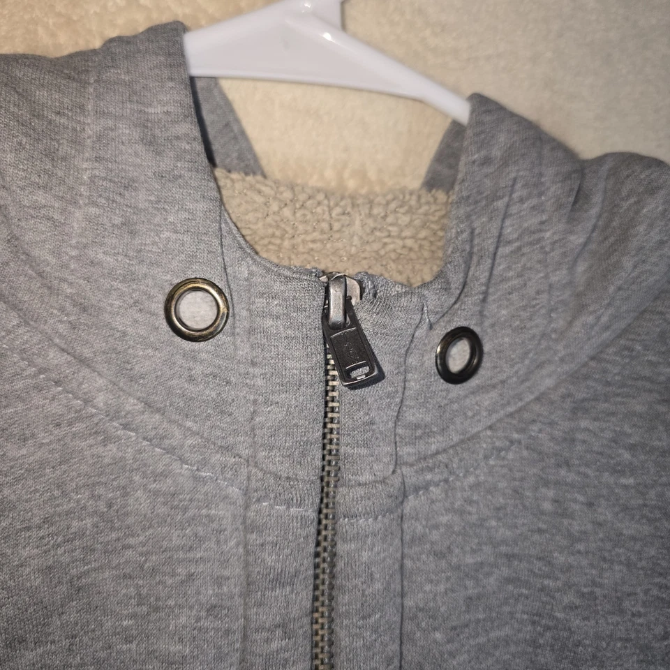 Faded Glory Men’s S 34-36 Gray Lined Full Zip Hoodie Sweater Pockets Drawstring - Image 3 of 4