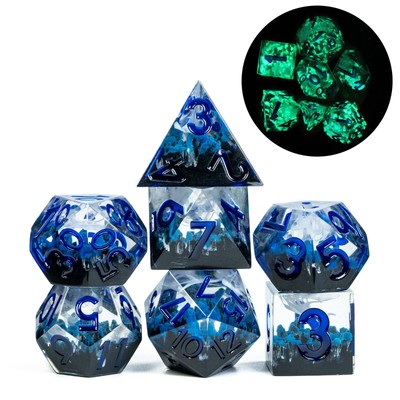Cusdie Sharp Edges DND Dice Set 7 pcs Misty Mountain Polyhedral for RPG Pathf...