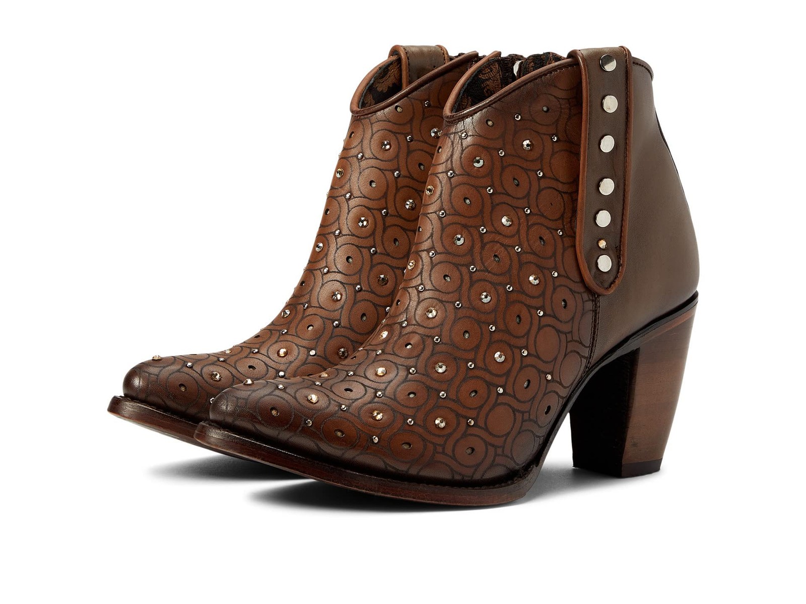 Cuadra Women Western Booties With Crystals CU481 Maple Size 8 M