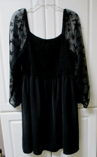 Smocked Dress Size 3X Black Sheer Butterfly Mesh Long Sleeve Dark Academia