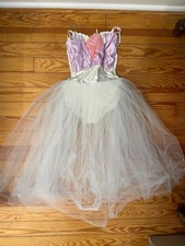 Vintage 1980's white flower child ballet costume with long tulle skirt tutu