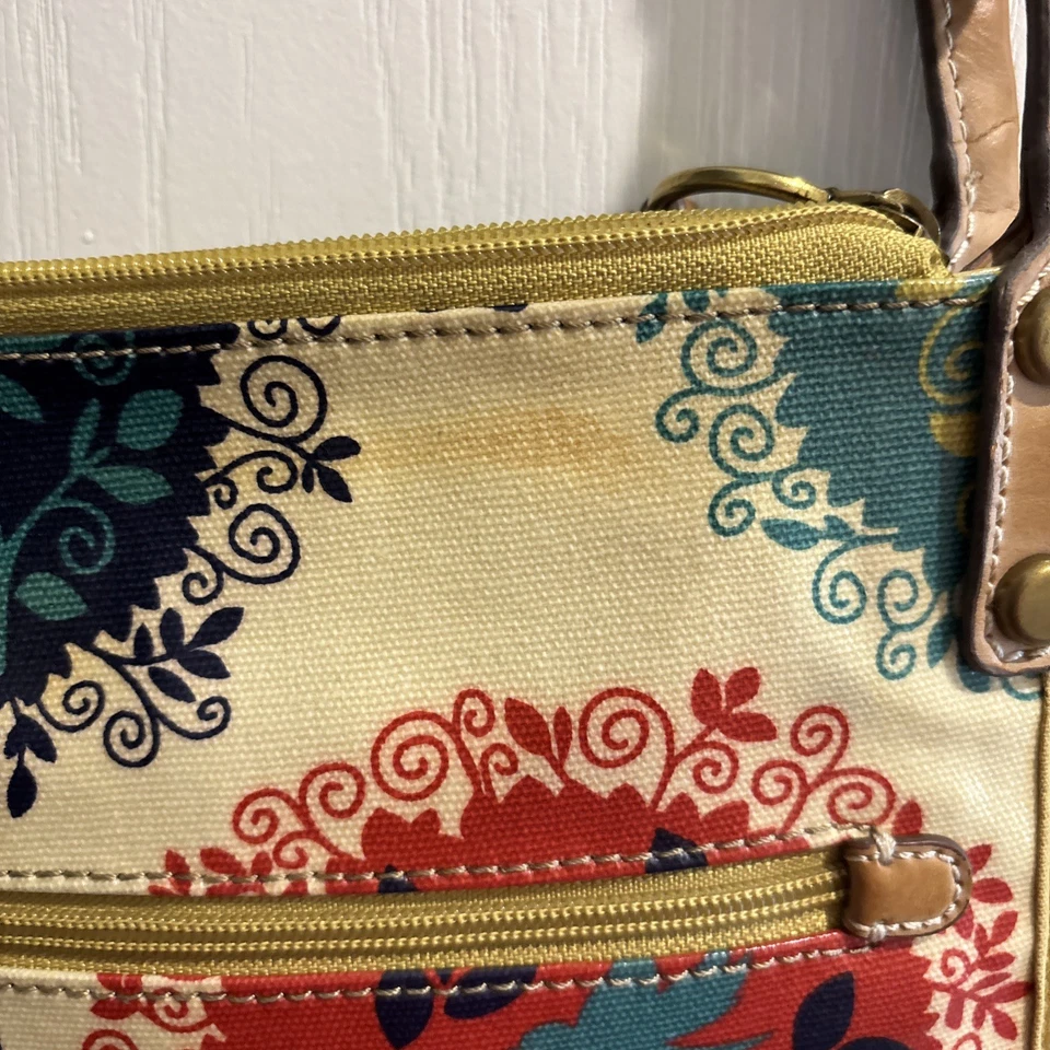 Холщовая сумка через плечо Fossil с ярким разноцветным принтом дерево и птица холщовая с покрытием - Изображение 4 из 4