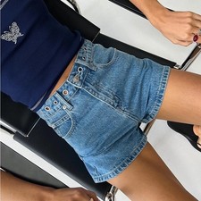 Princess Polly Tropicana Denim Eyelet Detail Shorts Mid Blue NWT Size 2