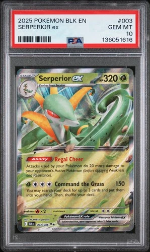 2025 POKEMON BLK EN-BLACK BOLT #003 SERPERIOR EX PSA 10
