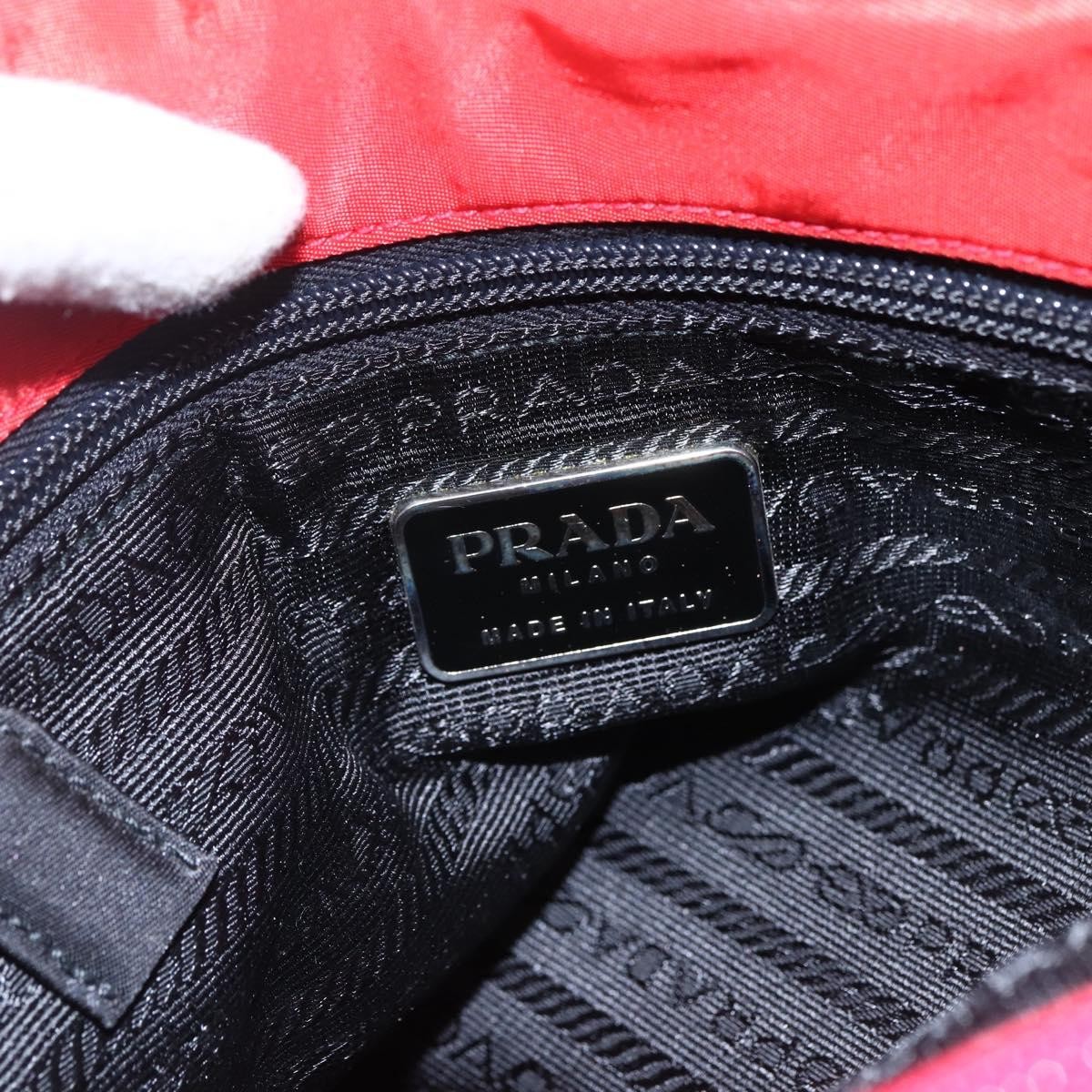 PRADA Hand Bag Nylon Red Silver Auth 169377 thumbnail 16