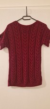 Damen Kurzarm Strickpullover Baumwolle rot Lo...