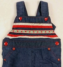 Vintage 70s Overalls 12 Mo Healthtex Cottage Colorful Kitschy Embellished