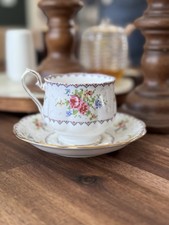 Vintage Royal Albert Bone China Petit Point Tea Cup & Saucer Set Excellent