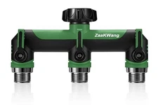 Full Flow Heavy Duty 3 Way Hose Splitter, Rugged Garden Faucet Green-3 Way