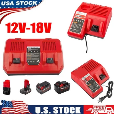Charger 12V-18V Dual Voltage For Milwaukee For M18 For M12 Battery 48-59-1812