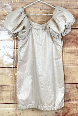 Walter Women 4 Golden Shine A-Line Party Dress Silk Lining Balloon Sleeve Zip