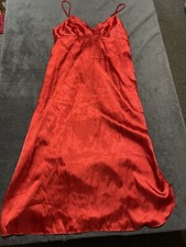 VTG 90  s Sleep Solutions USA Made Women  s Red Silky Satin Laced Chemise L
