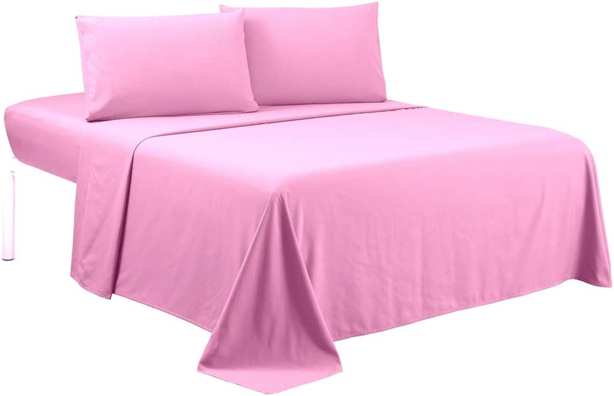 Luxury Full Pink Hotel 4-Piece Bedding Set with Extra Deep Pockets